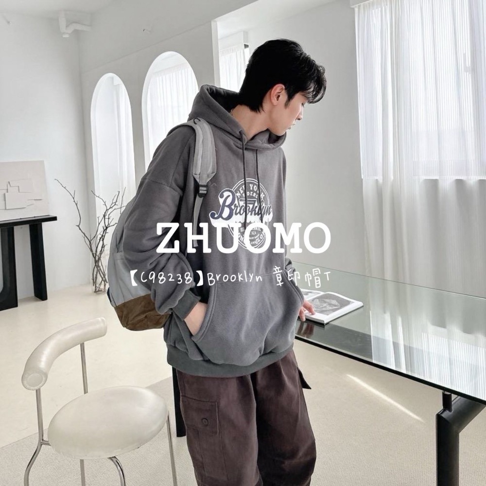 【限時特賣】正韓 韓系 Brooklyn 章印帽T 大學t 厚磅 長袖 印花 衣服 大尺碼 上衣 男裝 衛衣 情侶衣-細節圖4