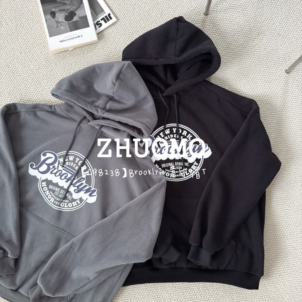 【限時特賣】正韓 韓系 Brooklyn 章印帽T 大學t 厚磅 長袖 印花 衣服 大尺碼 上衣 男裝 衛衣 情侶衣-細節圖6