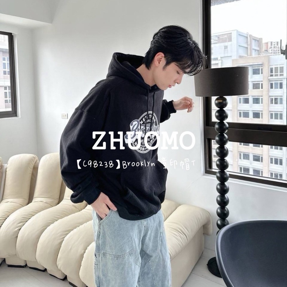 【限時特賣】正韓 韓系 Brooklyn 章印帽T 大學t 厚磅 長袖 印花 衣服 大尺碼 上衣 男裝 衛衣 情侶衣-規格圖6