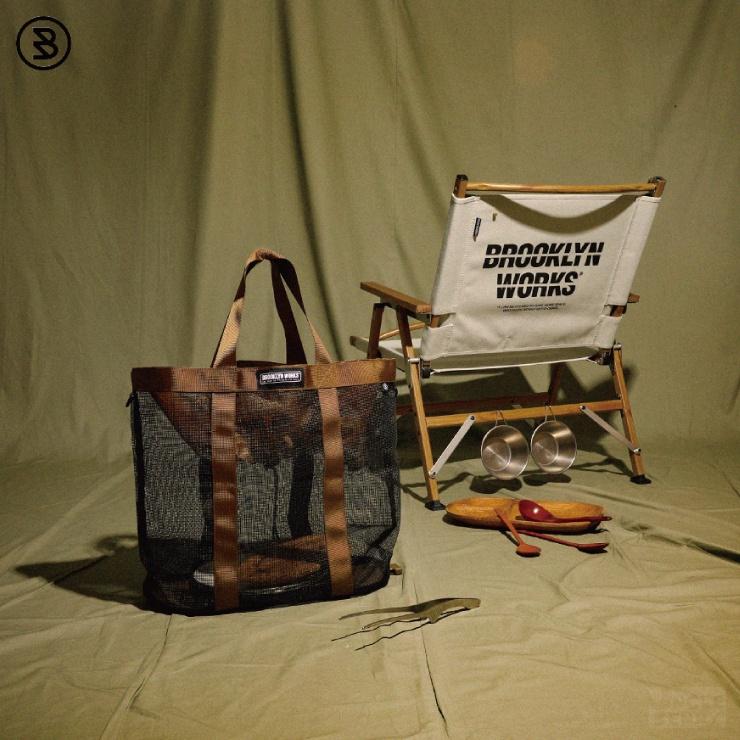 韓國 BrooklynWorks • Mesh Bag多用途摺疊網袋 #露營收納 盥洗袋 髒衣袋  購物袋 克米特椅收納-細節圖4