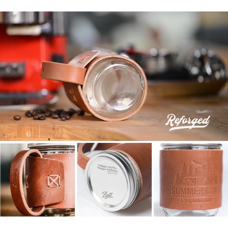 (現貨) REFORGED • 植鞣皮革梅森罐馬克杯 #露營 #戶外杯 #皮革杯 #咖啡罐 #風格露營 #野炊 #梅森罐-細節圖6