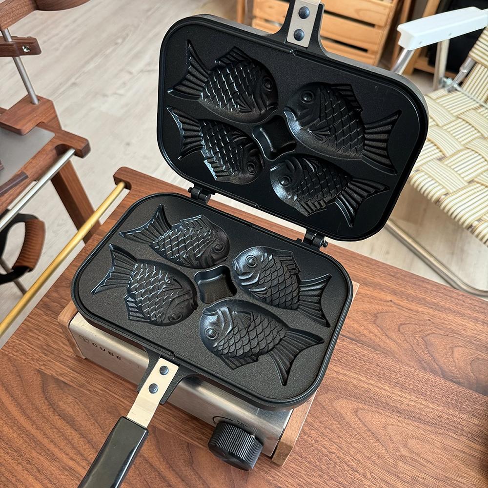 韓國製 鯛魚燒不沾烤夾 不沾鍋 烤盤 烤肉夾 鬆餅夾 烤肉 鯛魚燒 蛋糕模具 野炊 露營 園遊會 點心 下午茶 和風點心-細節圖4