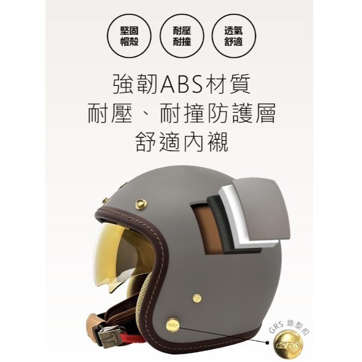 《十分安全帽》《免運❗️》GRS808 BB涼感內襯 夏天不再悶熱 內墨鏡半罩式安全帽/騎士帽 小資系列-細節圖3