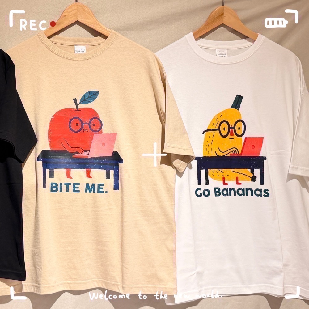 厭世水果行 圓領休閒印花 T shirt 男女皆可 落肩款 誰穿誰可愛-細節圖3