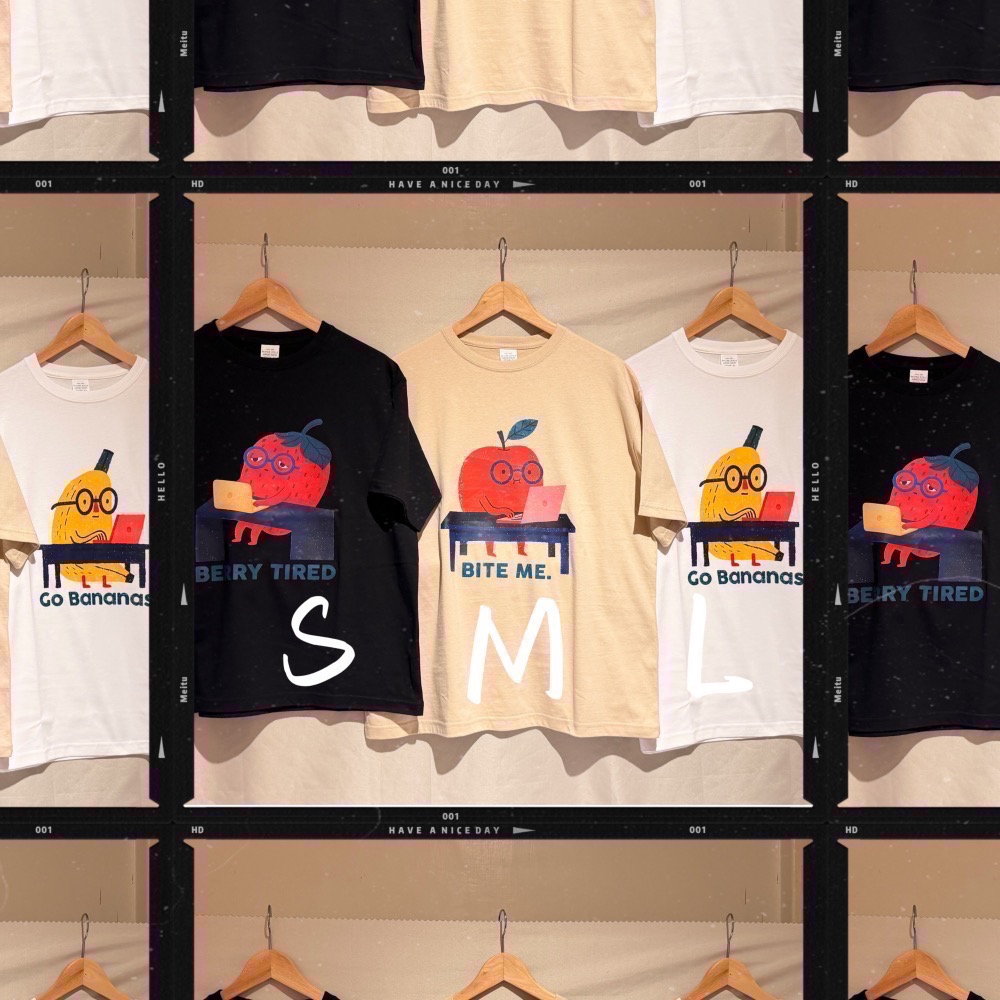 厭世水果行 圓領休閒印花 T shirt 男女皆可 落肩款 誰穿誰可愛-細節圖6