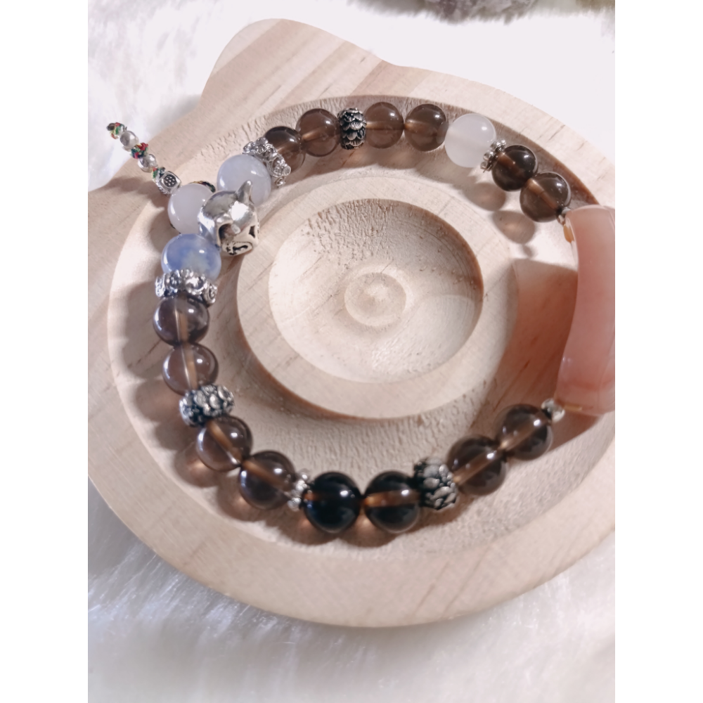 阿拉善九尾狐 × 茶晶 × 白幽 × 藍櫻花瑪瑙-細節圖3