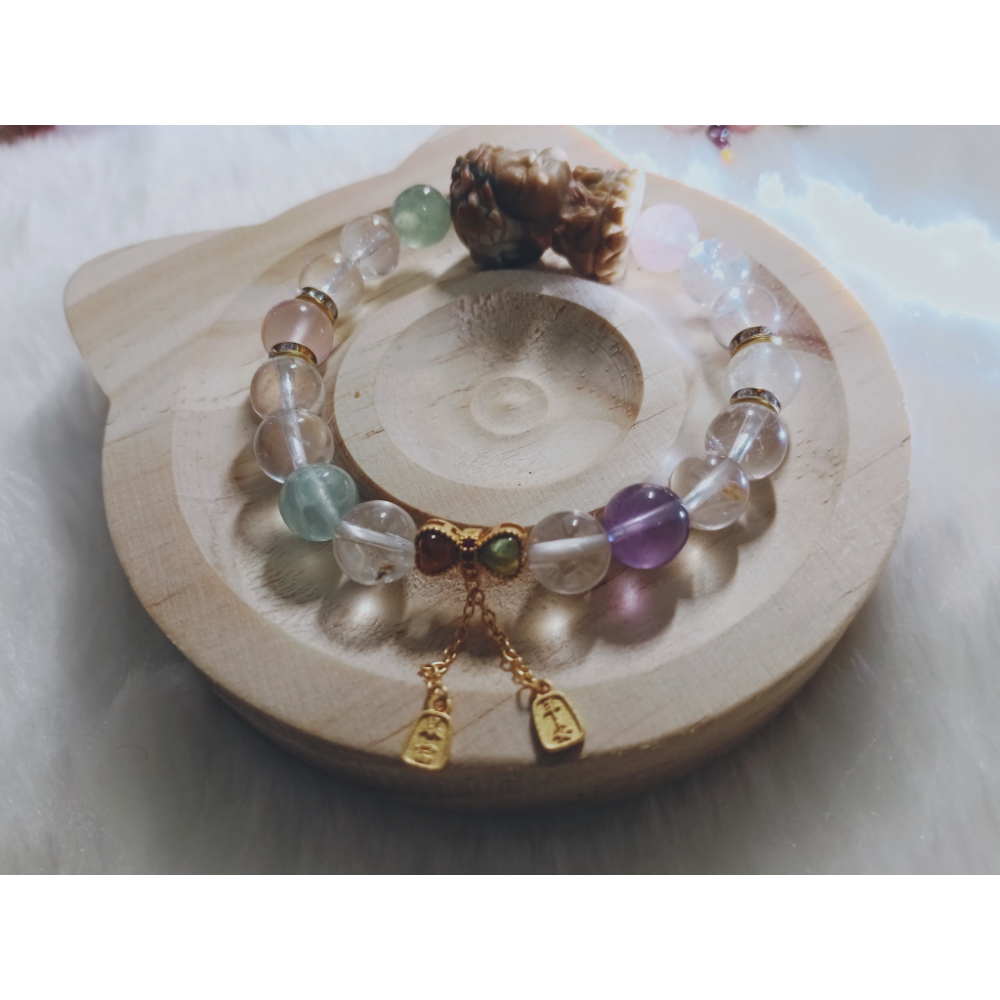 綠度母雕件 × 多寶水晶 × 碧璽蝴蝶結滴溜-細節圖2