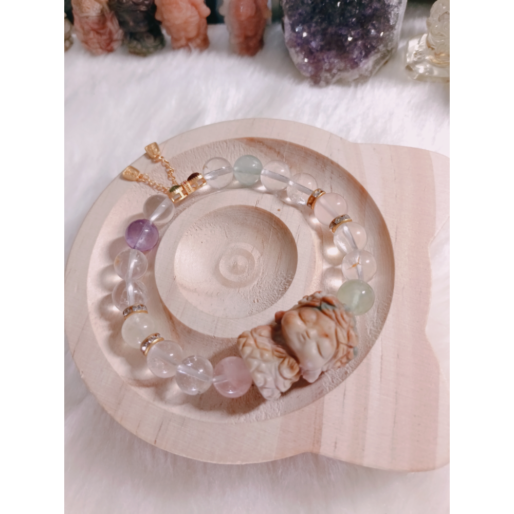 綠度母雕件 × 多寶水晶 × 碧璽蝴蝶結滴溜-細節圖3