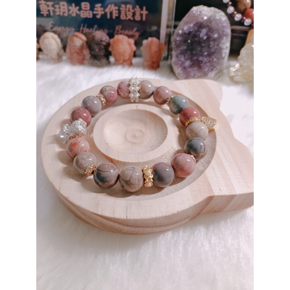 白水晶小熊 × 阿拉善爆裂紋 × 愛心滴溜-細節圖2