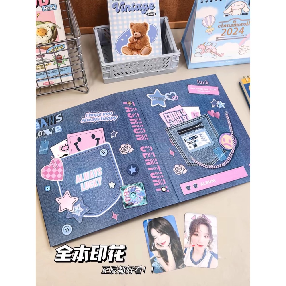 𝑥𝑒𝑛𝑜𝑧 牛仔星星卡冊 A5活頁四宮格 超硬外殼 小卡收納冊-細節圖5