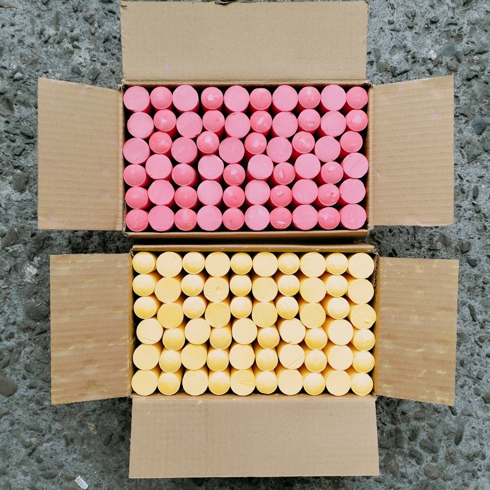 特大粉筆一盒60支裝 粗又大 大又粗 粉大支 鋼筋標記作業用 彩繪粉筆-細節圖2