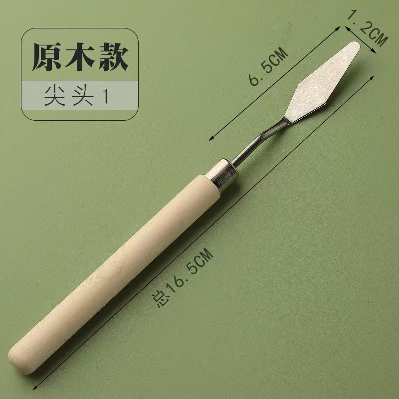 7支不鏽鋼美術刮刀套裝 原木手柄 油畫刮刀 水粉丙烯顏料調色刀 油畫工具 不鏽鋼原木柄調色鏟-細節圖5