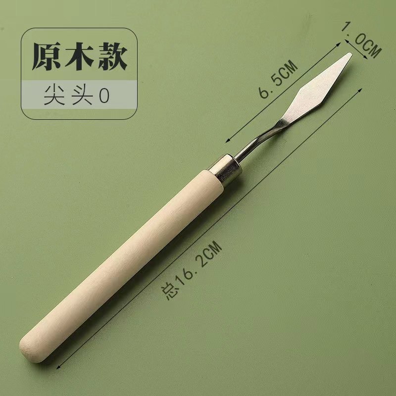 7支不鏽鋼美術刮刀套裝 原木手柄 油畫刮刀 水粉丙烯顏料調色刀 油畫工具 不鏽鋼原木柄調色鏟-細節圖6