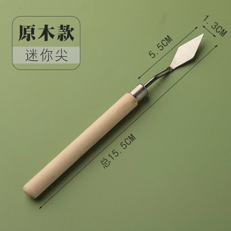 7支不鏽鋼美術刮刀套裝 原木手柄 油畫刮刀 水粉丙烯顏料調色刀 油畫工具 不鏽鋼原木柄調色鏟-細節圖7