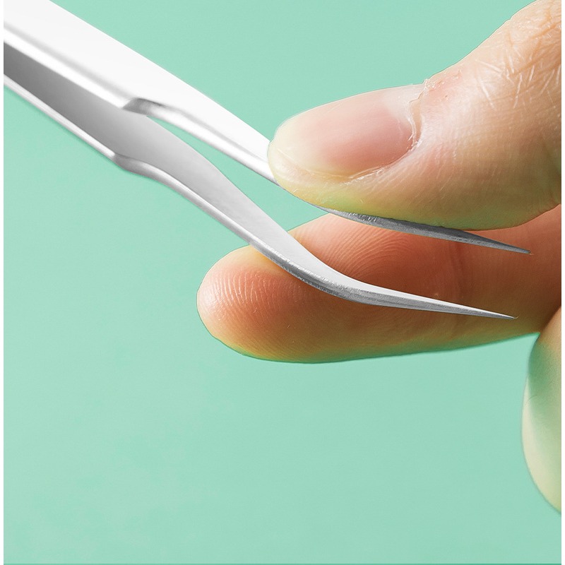 高品質1.5mm 精密壓邊不銹鋼鑷子 (尖頭/圓頭/彎頭) 精密鑷子 DIY工具 食玩 紙雕手工藝工具-細節圖3