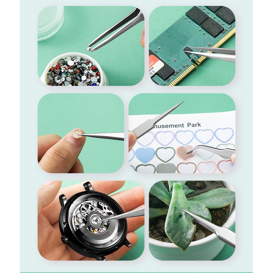 高品質1.5mm 精密壓邊不銹鋼鑷子 (尖頭/圓頭/彎頭) 精密鑷子 DIY工具 食玩 紙雕手工藝工具-細節圖6