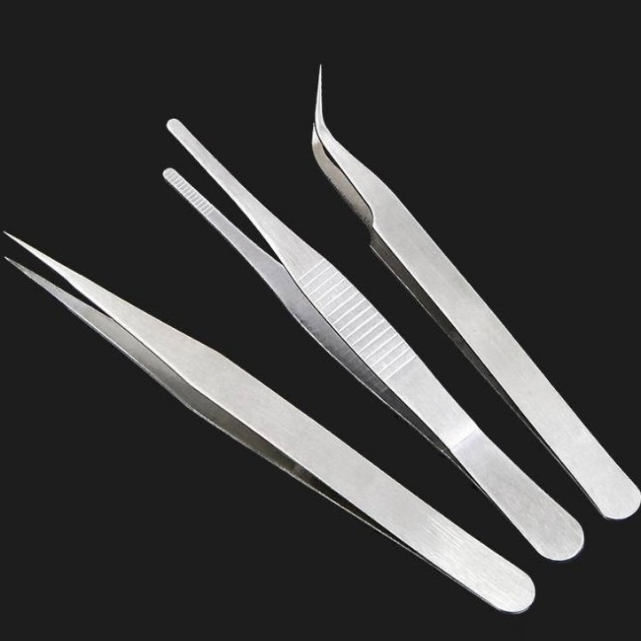 1.5mm 厚款不銹鋼鑷子三件套 (彎尖頭+直尖頭+圓扁頭) 紙雕 黏土 手工藝工具 高咬合 緊密閉合-細節圖3