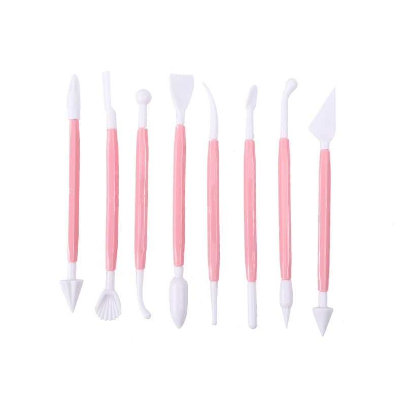 黏土工具組8件套 翻糖雕刻刀/塑形刀 黏土工具 雕花雕刻組 捏塑棒 可換頭-規格圖1