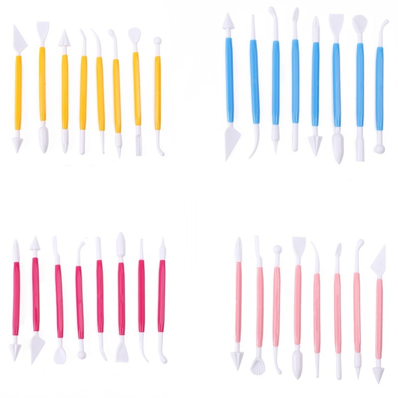 黏土工具組8件套 翻糖雕刻刀/塑形刀 黏土工具 雕花雕刻組 捏塑棒 可換頭-規格圖1