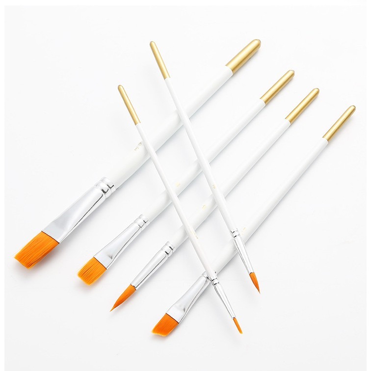 6支白桿木質尼龍毛畫筆套裝 多功能水彩油畫筆 美術繪畫刷 水彩丙烯畫筆 水彩筆 描邊筆 勾線筆-細節圖3