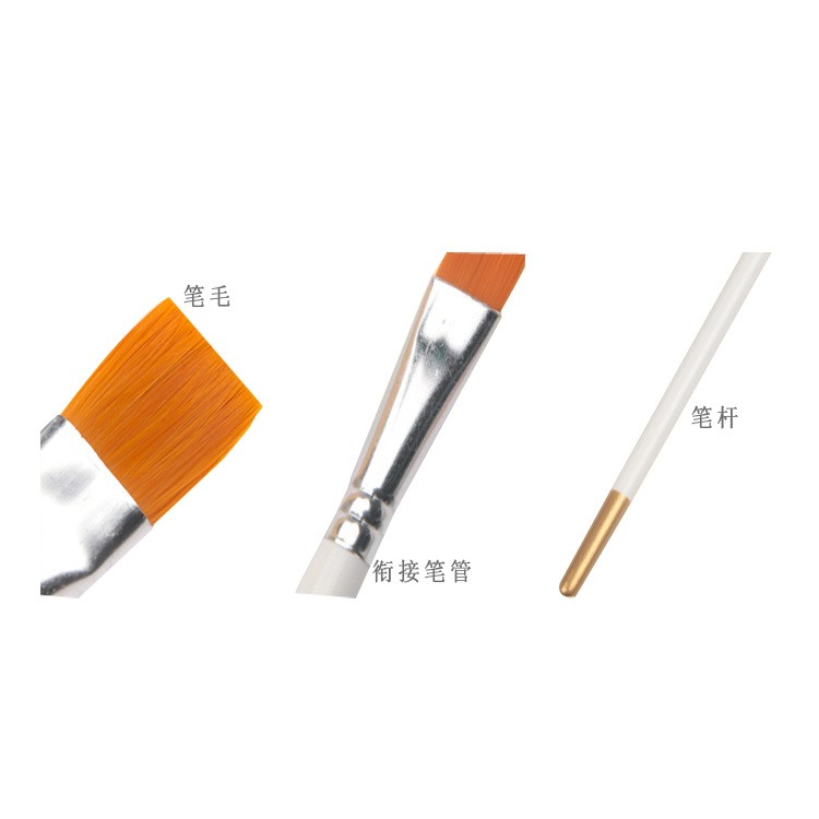 6支白桿木質尼龍毛畫筆套裝 多功能水彩油畫筆 美術繪畫刷 水彩丙烯畫筆 水彩筆 描邊筆 勾線筆-細節圖4