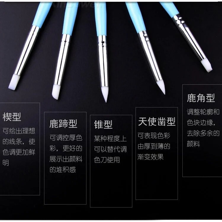 矽膠抹痕壓痕雙用筆組 (5支裝) 軟頭筆 點壓筆 抹痕筆 軟陶泥塑粘土雕塑去除指紋手印-細節圖4