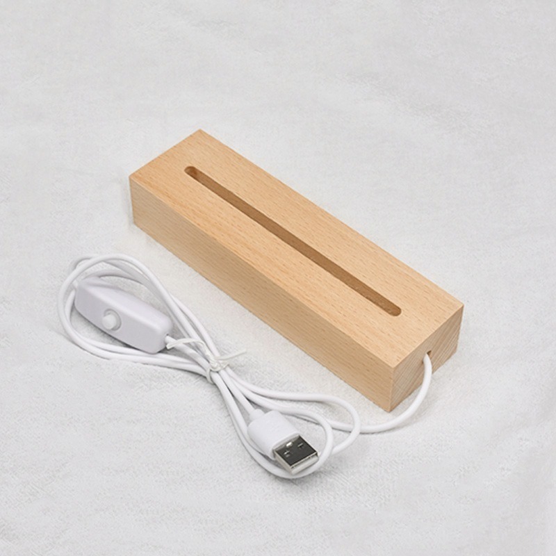 LED發光櫸木底座 USB介面 實木LED小夜燈底座 水晶底座 圓形 長方形 橢圓形 禮品擺件-規格圖7