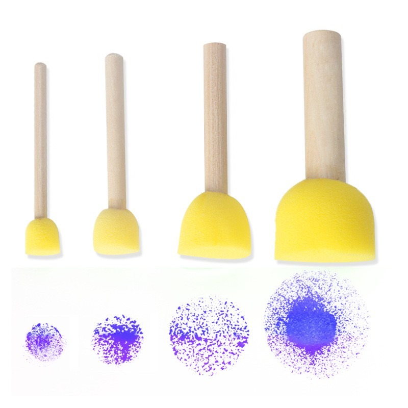 圓形海綿畫刷印章 (5件套) 海綿畫刷印章 蘑菇海綿印章 海綿拍 拓印棒 蝶古巴特 彩繪 印染-細節圖5