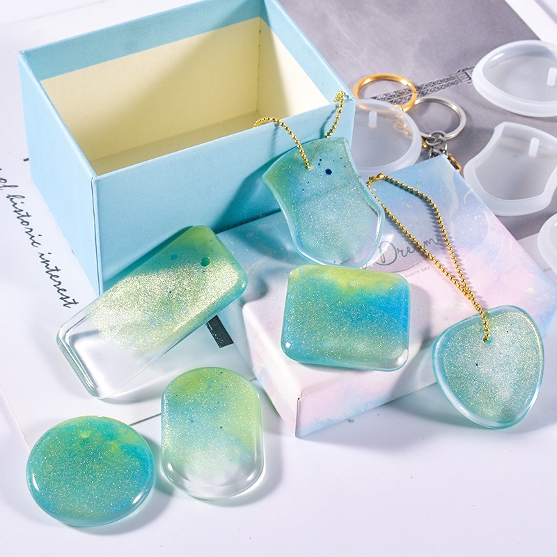 多款吊牌掛牌鏡面矽膠模具 心形 圓形 橢圓 正方 長方 盾牌 DIY手工模具 水晶滴膠模具-細節圖2