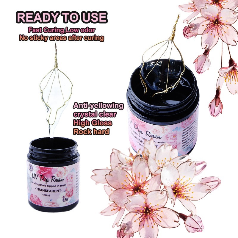 UV水晶花造花液 UV膠 無毒無氣味 快速固化 高透亮 手工絲網花材料 紫外線膠 UV DIP RESIN-細節圖4