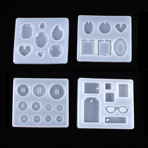 多款鈕扣愛心寶石帶孔個性吊墬鏡面矽膠模具 UV水晶滴膠模 食玩配件 DIY手工模具-規格圖5