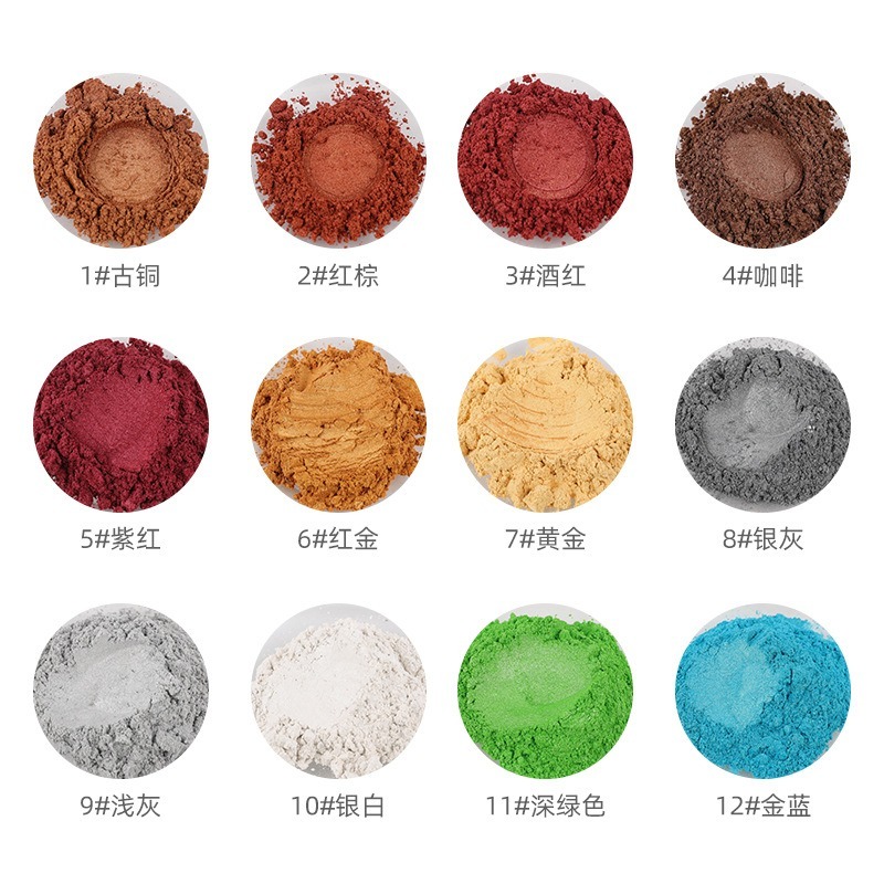 36色珠光粉 10g 史萊姆 手作肥皂 蠟燭 閃粉 偏光粉 雲母粉 環氧樹脂 水晶滴膠 AB膠 diy材料-細節圖2