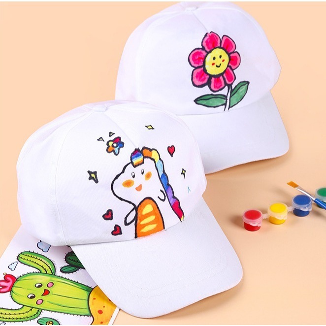 平價白色彩繪DIY鴨舌帽 遮陽帽 輕薄透氣 純棉材質 手感舒適 手繪教學專用-細節圖2