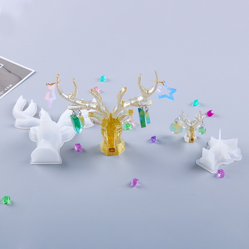鹿角擺件鏡面矽膠模具 聖誕鹿 DIY手工模具 水晶滴膠模具 鏡面矽膠模具-細節圖5