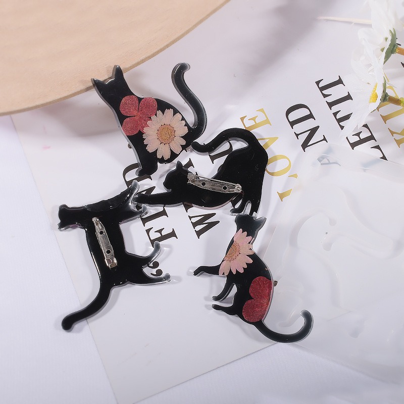 貓咪胸針服飾包包掛件耳墜矽膠模具 DIY手工模具 水晶滴膠模具-細節圖6