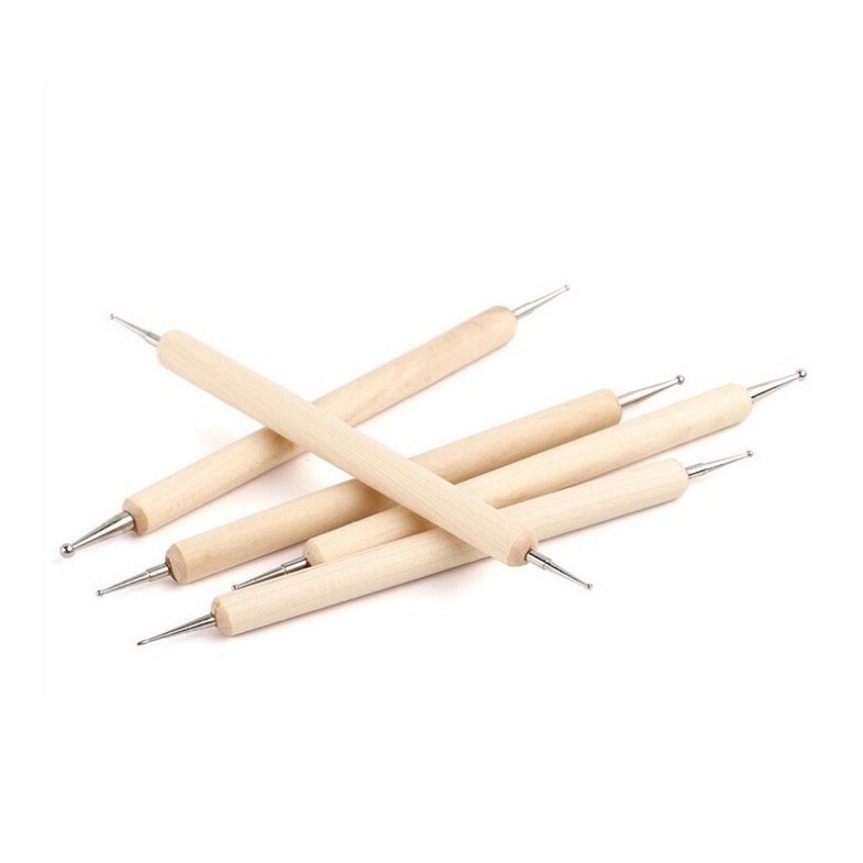 圓點壓痕筆組 (點壓筆) (一組5入) 雙頭 輕質土 超輕土 捲紙 橡皮泥 紙黏土人偶 動物 造型工具-細節圖2