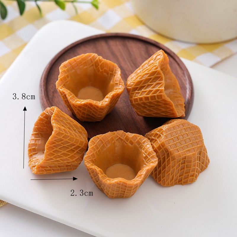 仿真迷你冰淇淋花托 脆筒 餅乾 霜淇淋 超輕土 手工DIY 奶油土 材料配件-規格圖3