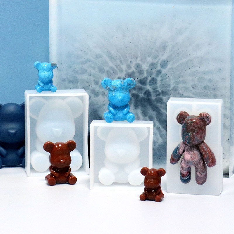 立體坐立熊鏡面矽膠模具 小熊 DIY手工模具 吊墜擺台飾品 水晶滴膠模具-細節圖2