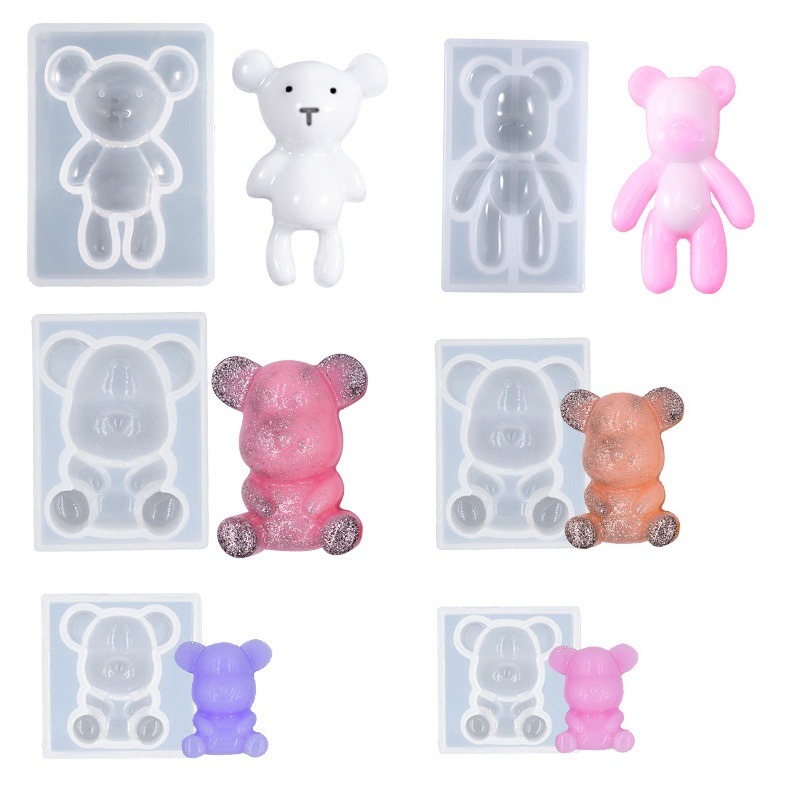 立體坐立熊鏡面矽膠模具 小熊 DIY手工模具 吊墜擺台飾品 水晶滴膠模具-細節圖8