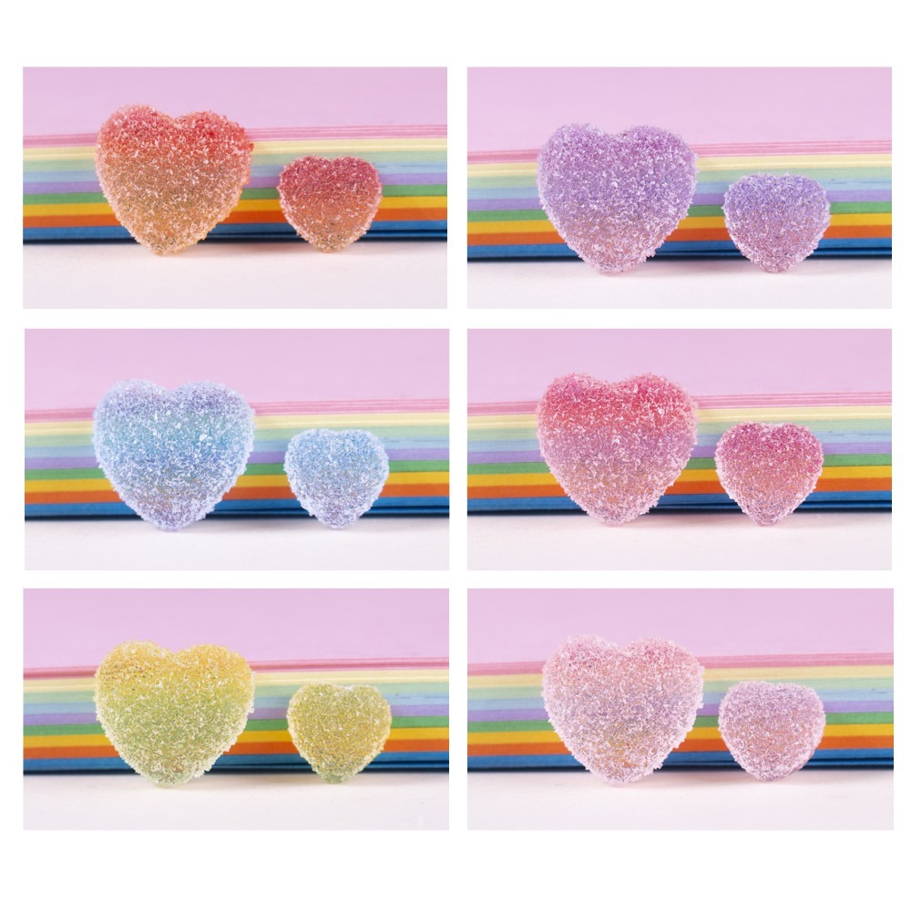 6色仿真漸變星星愛心軟糖(一包6入) 髮夾 耳鉤 飾品裝飾 奶油手機殼 DIY手作好物-規格圖6