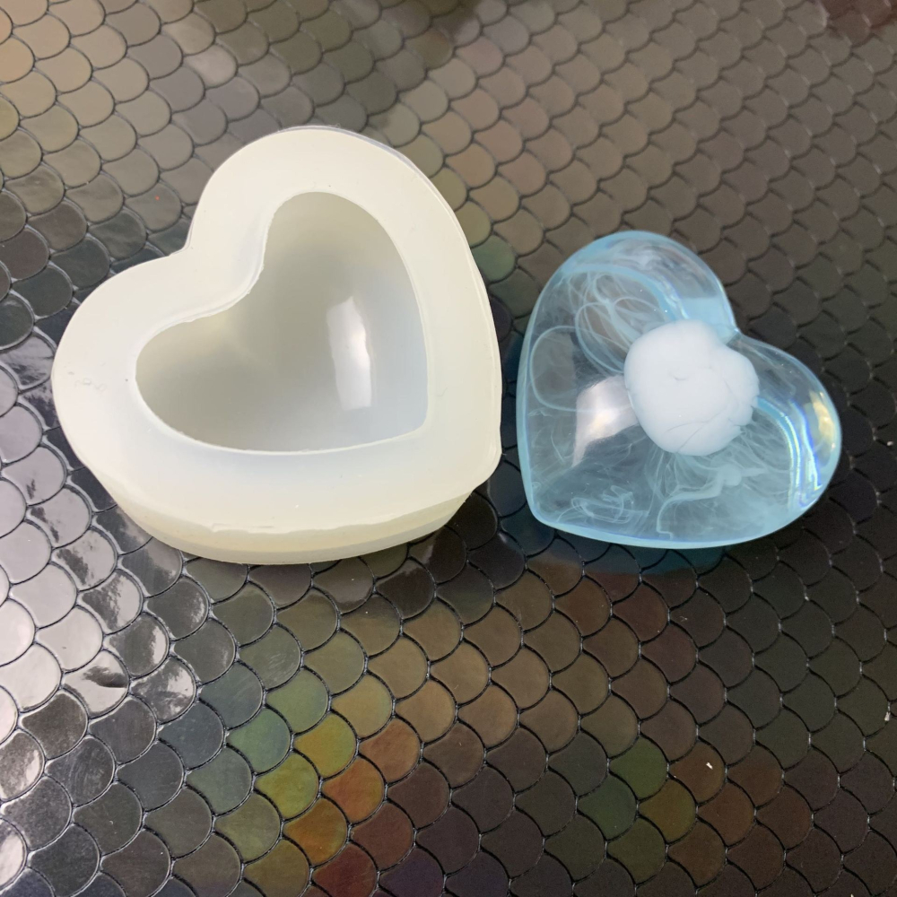 3D立體大小愛心鏡面矽膠模具 桃心滴膠配飾 DIY飾品模 UV水晶滴膠模-細節圖2