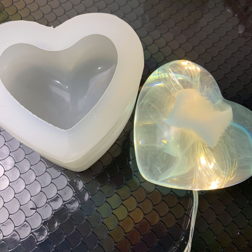 3D立體大小愛心鏡面矽膠模具 桃心滴膠配飾 DIY飾品模 UV水晶滴膠模-規格圖3