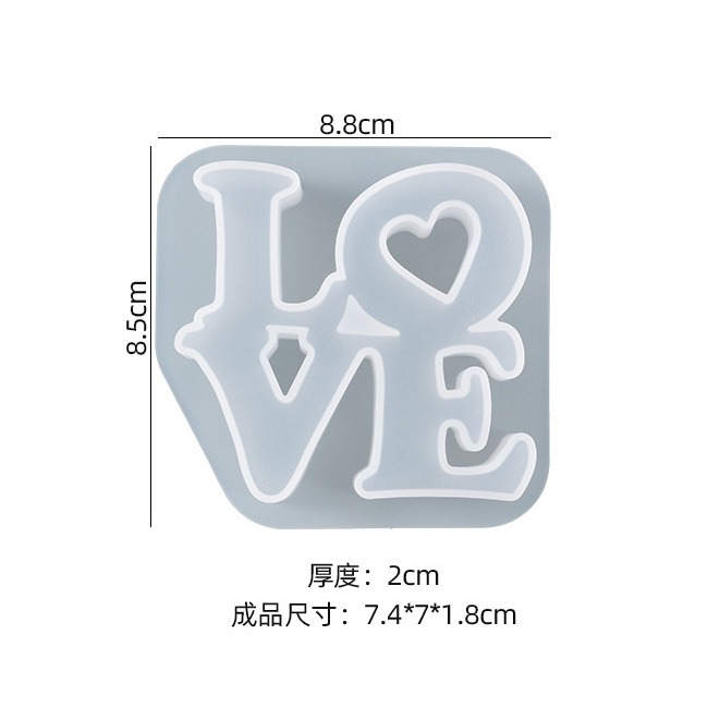 LOVE愛情造型擺件鏡面矽膠模具 DIY手工模具 水晶滴膠模具 黏土 石膏 飾品掛件-細節圖3