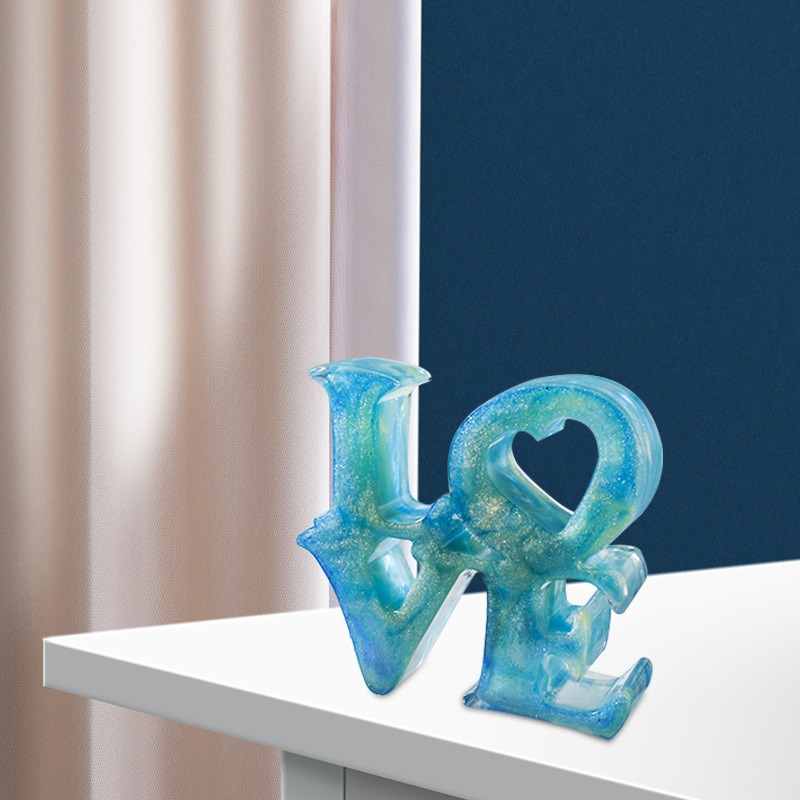 LOVE愛情造型擺件鏡面矽膠模具 DIY手工模具 水晶滴膠模具 黏土 石膏 飾品掛件-細節圖5