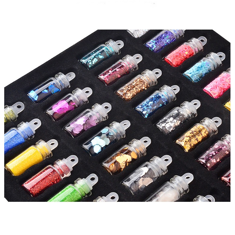 48色閃粉亮片六角片魚子醬指甲裝飾品套裝 美甲 飾品 水晶滴膠填充物 diy材料-細節圖3