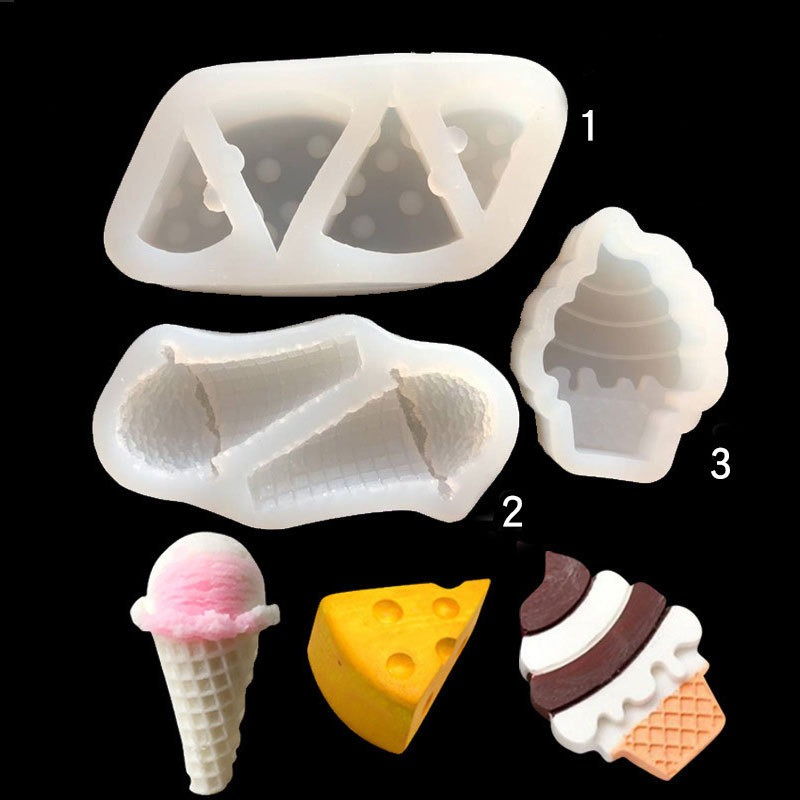 奶酪甜筒冰淇淋鏡面矽膠模具 翻糖 蛋糕裝飾 食玩配件 手工皂 黏土 水晶滴膠 軟陶 巧克力-細節圖2