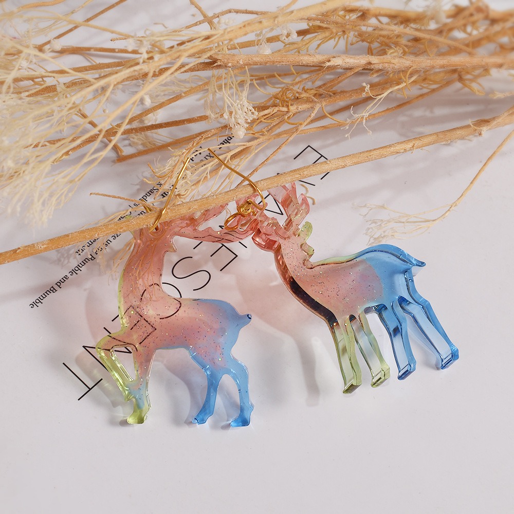 小貓小熊旋轉木馬糜鹿獨角獸掛牌合集吊墜耳環鏡面矽膠模具 聖誕模具 DIY手工模具 水晶滴膠模具-細節圖3