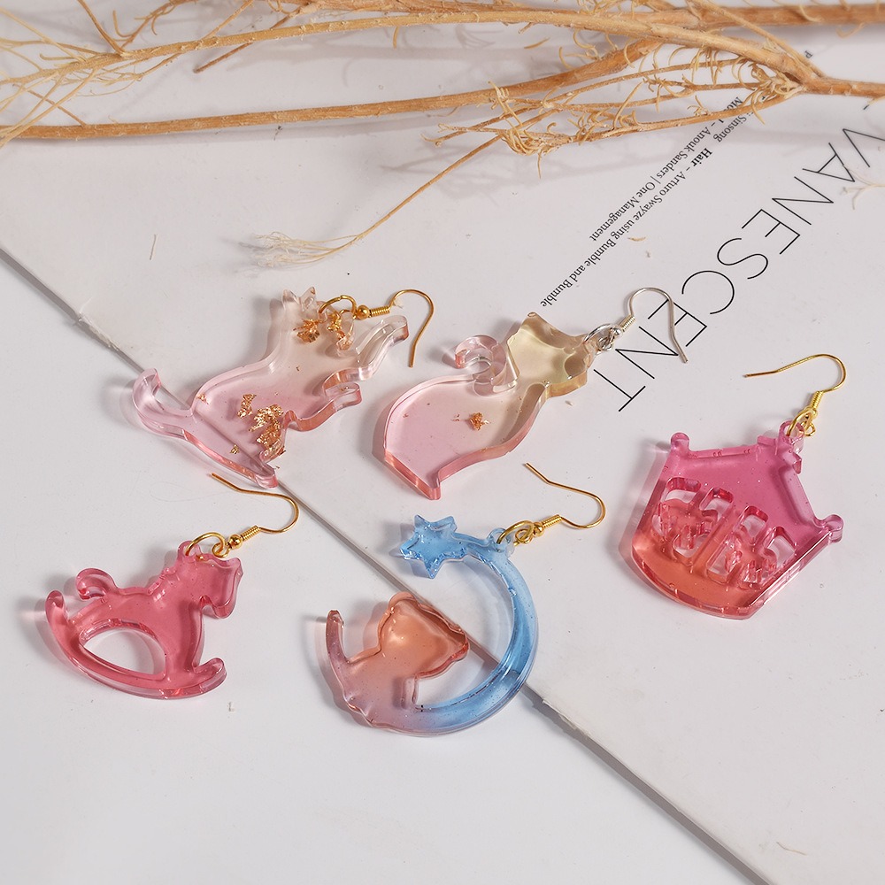 小貓小熊旋轉木馬糜鹿獨角獸掛牌合集吊墜耳環鏡面矽膠模具 聖誕模具 DIY手工模具 水晶滴膠模具-細節圖7