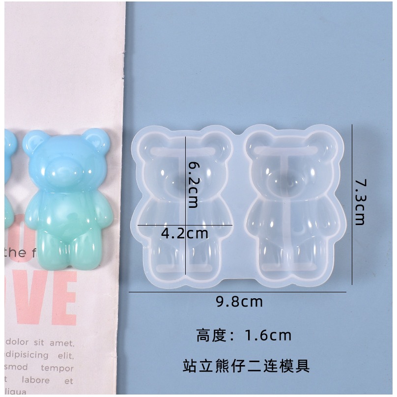 多款公仔立體鏡面矽膠模具 小熊造型矽膠模具 坐姿公仔矽膠模具 水晶滴膠模具 DIY模具-規格圖3