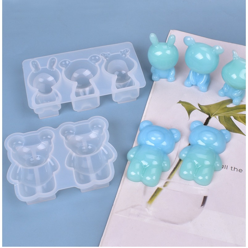 多款公仔立體鏡面矽膠模具 小熊造型矽膠模具 坐姿公仔矽膠模具 水晶滴膠模具 DIY模具-規格圖3